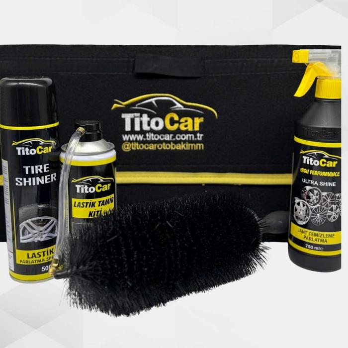 Titocar 4'lü Lastik Bakım Kiti (Taşıma Çantası Hediyeli)